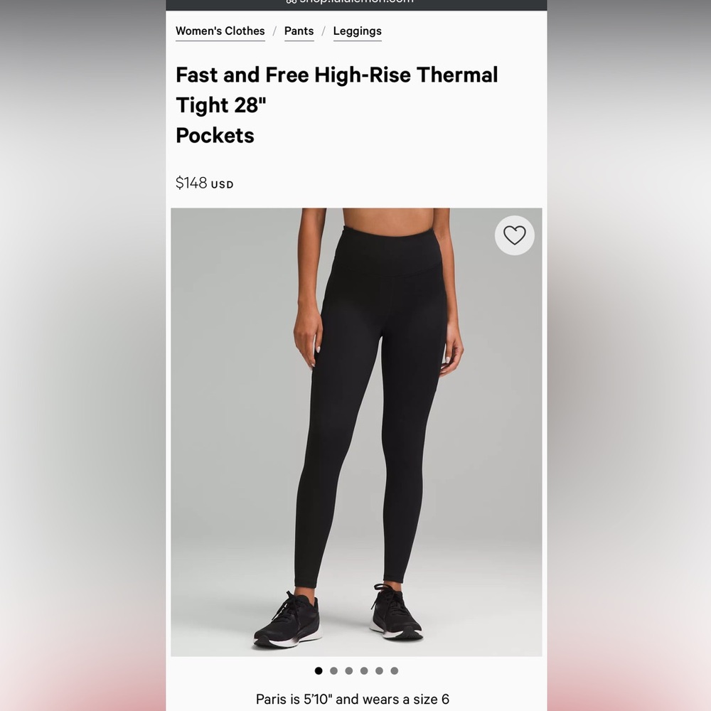 NWOT Lululemon thermal Fast and Free leggings 28